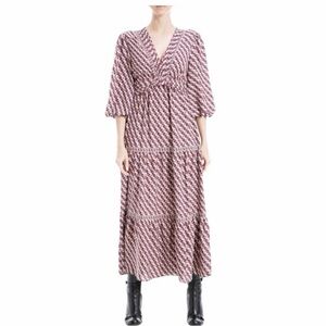 Max Studio Geometric Maxi Dress tan and brown